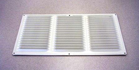 image of a white, 8 inch by 16 inch soffit vent